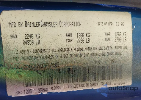 2007 Dodge Magnum z USA, uszkodzony, nr VIN 2D4FV47V37H717585